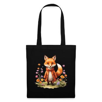 Fuchs süß niedlich Waldtier Süßes Tier Aquarell - Stoffbeutel - Schwarz - Vorne