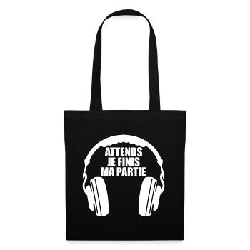 Attends Je Finis ma Partie Gamer Jeux Video Game - Sac en tissu - noir - Devant