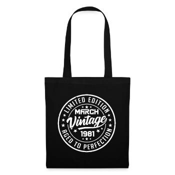 Vintage Mars 1981 - Cadeau Anniversaire Mars 1981 - Sac en tissu - noir - Devant