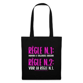 T-shirt maman humour règle cadeau mère - Sac en tissu - noir - Devant