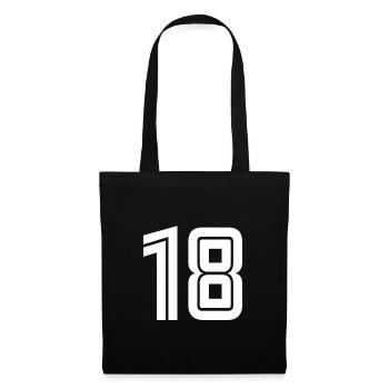 Maillot numéro 18 – Cadeau anniversaire 18 ans - Sac en tissu - noir - Devant