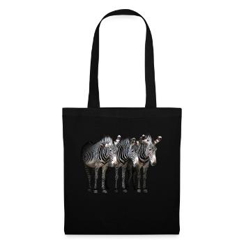 Drei Zebras - Stoffbeutel - Schwarz - Vorne