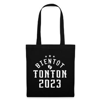 Bientôt Tonton 2023 | Cadeau Annonce Grossesse - Sac en tissu - noir - Devant