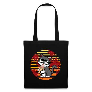 Cool Kawaii Cat Sunglasses Retro Summer Chill - Tote Bag - black - Front