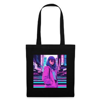 Vaporwave Anime Fille - Sac en tissu - noir - Devant
