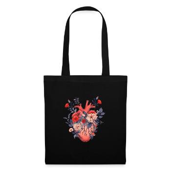 Anatomie Herz Blumen Rose - Stoffbeutel - Schwarz - Vorne