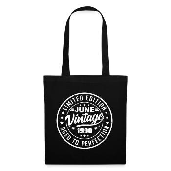 Juni 1990 Geburtstagsgeschenk 1990 Juni 1990 Retro - Stoffbeutel - Schwarz - Vorne