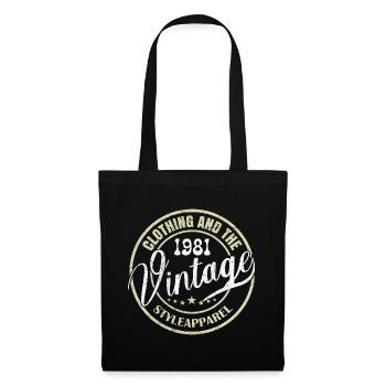 Jahrgang 1981 Retro 1981 Geburtstagsgeschenk - Stoffbeutel - Schwarz - Vorne