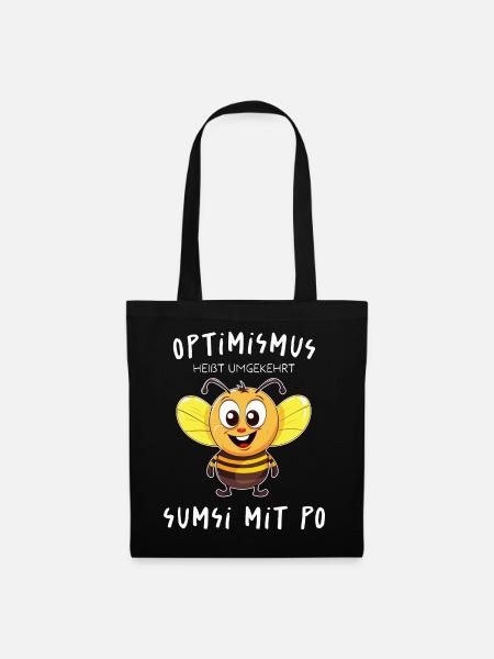 Optimismus = Sumsi mit Po - hell - Stoffbeutel - Schwarz