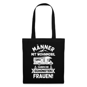Männer mit Wohnmobil Camping Camper Campingmobil - Stoffbeutel - Schwarz - Vorne
