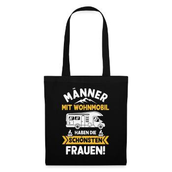 Männer mit Wohnmobil Camping Camper Campingmobil - Stoffbeutel - Schwarz - Vorne