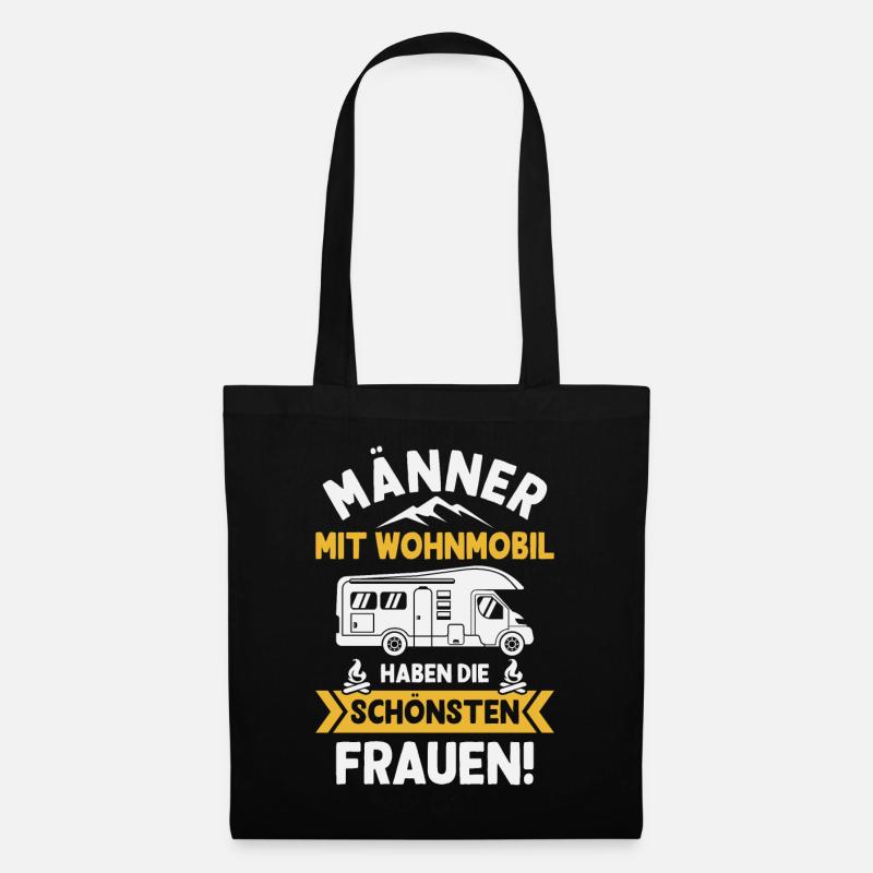 Männer mit Wohnmobil Camping Camper Campingmobil - Stoffbeutel - Schwarz