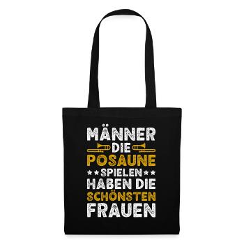 Posaune Männer Posaunist Blasmusik Posaunenspieler - Stoffbeutel - Schwarz - Vorne