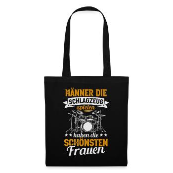 Schlagzeug Männer Schlagzeuger Drummer - Stoffbeutel - Schwarz - Vorne