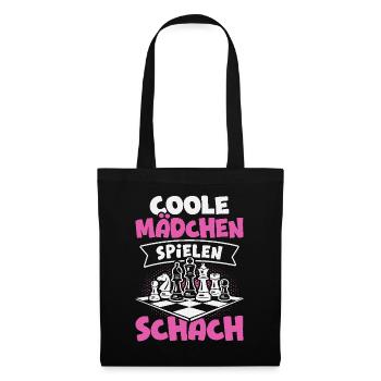 Schachspieler Coole Mädchen spielen Schach - Stoffbeutel - Schwarz - Vorne