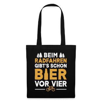 Fahrrad Radfahrer Bier Saufen - Stoffbeutel - Schwarz - Vorne