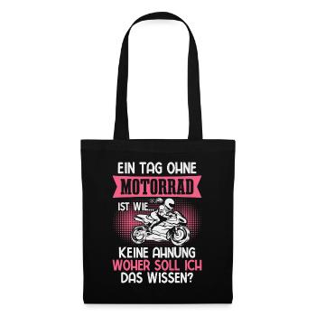Motorrad Frau Bikerin Motorradfahrerin - Stoffbeutel - Schwarz - Vorne