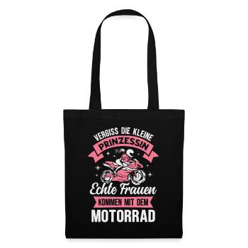 Motorrad Prinzessin Bikerin Motorradfahrerin - Stoffbeutel - Schwarz - Vorne