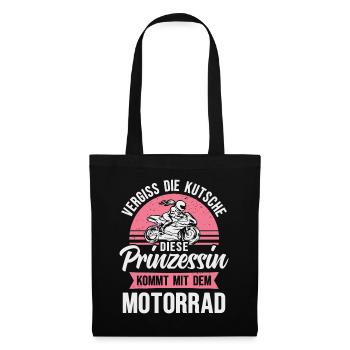 Motorrad Prinzessin Bikerin Motorradfahrerin - Stoffbeutel - Schwarz - Vorne