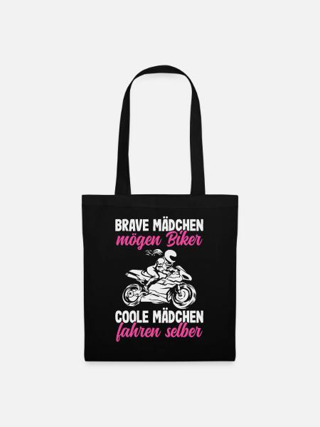 Motorrad Bikerin Motorradfahrerin Biker Frau - Stoffbeutel - Schwarz
