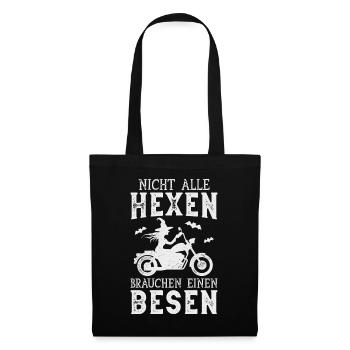 Motorrad Hexe Biker Frau Motorradfahrerin - Stoffbeutel - Schwarz - Vorne