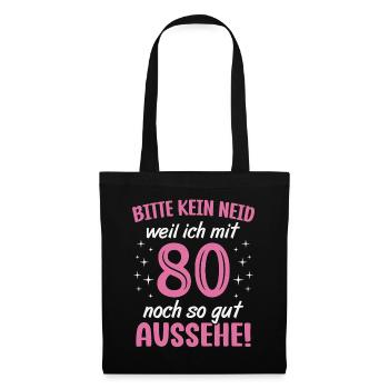 80. Geburtstag 80 Jahre Geburtstagsgeschenk Frauen - Stoffbeutel - Schwarz - Vorne