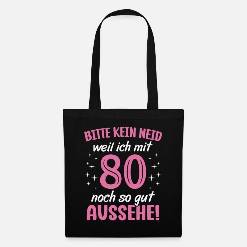 80. Geburtstag 80 Jahre Geburtstagsgeschenk Frauen - Stoffbeutel - Schwarz