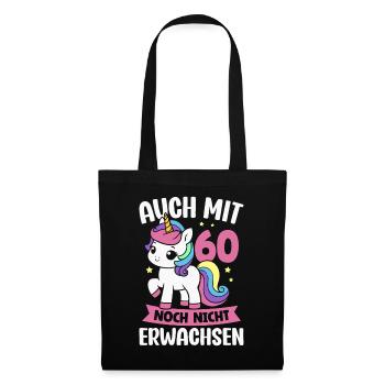 60. Geburtstag Einhorn 60 Jahre Geburtstagsparty - Stoffbeutel - Schwarz - Vorne