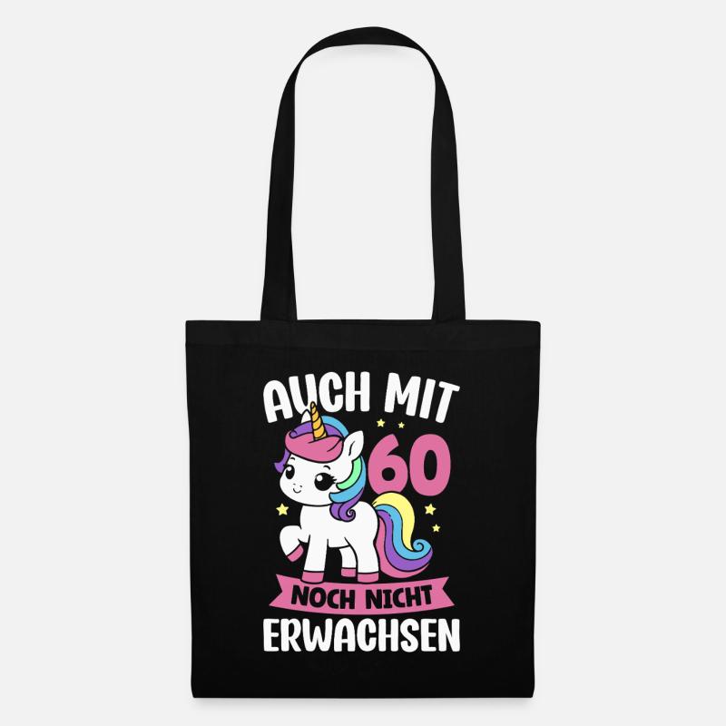 60. Geburtstag Einhorn 60 Jahre Geburtstagsparty - Stoffbeutel - Schwarz