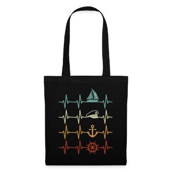 Sailing Heartbeat Sailboat Boater Sailor - Tote Bag - black - Front