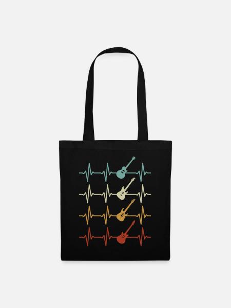 Guitares Heartbeat Guitariste Musicien Guitare - Sac en tissu - noir