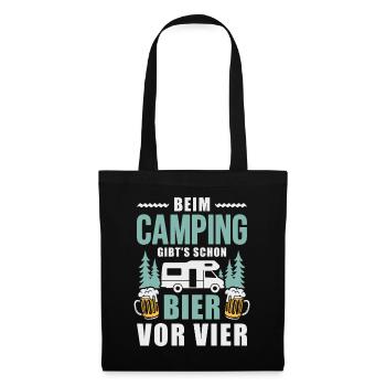 Camping Bier vor vier Wohnmobil Camper - Stoffbeutel - Schwarz - Vorne