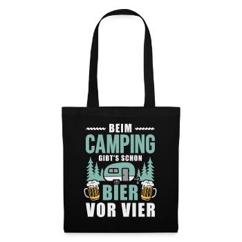 Camping Bier vor vier Wohnwagen Camper - Stoffbeutel - Schwarz - Vorne