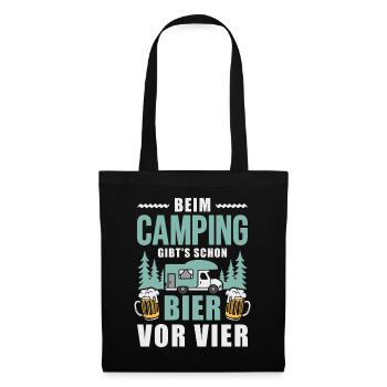 Camping Bier vor vier Wohnmobil Camper - Stoffbeutel - Schwarz - Vorne