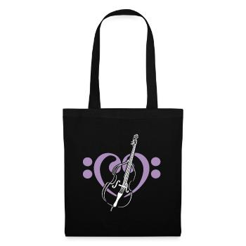 Cœur de clés basses avec contrebasse - Sac en tissu - noir - Devant