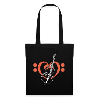 Cœur de clés basses avec contrebasse - Sac en tissu - noir - Devant