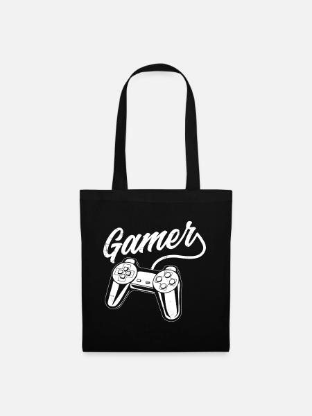 Gamer Videospiele Vintage Geschenk für Zocker - Stoffbeutel - Schwarz