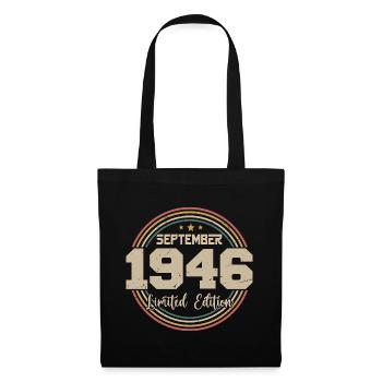September 1946 Geburtstagsgeschenk 1946 - Stoffbeutel - Schwarz - Vorne