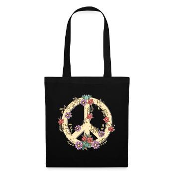 Peace Love 60's 70's Groovy Costume Flowers - Sac en tissu - noir - Devant