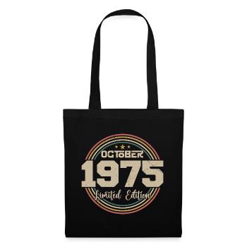 Jahrgang Oktober 1975 Retro Geburtstag Oktober 1975 - Stoffbeutel - Schwarz - Vorne