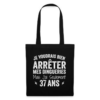 Cadeau 37e Anniversaire Droles 37 ans - Sac en tissu - noir - Devant