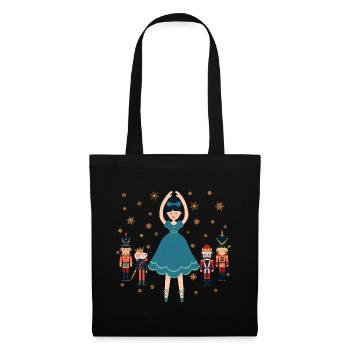 Klara Nussknacker Figur Prinz Ballett Weihnachts - Stoffbeutel - Schwarz - Vorne