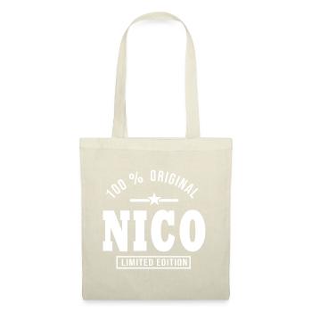 Geschenk Nico personalisierter Name nico - Stoffbeutel - Natur - Vorne