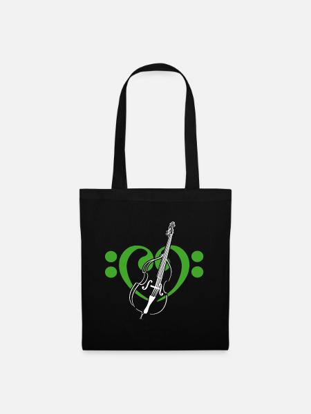 Heart of bass wrenches with double bass - Tote Bag - black