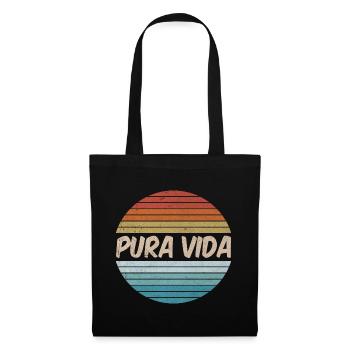 Pura Vida Costa Rica Sunset 70s 80s Surfer Summer - Tote Bag - black - Front