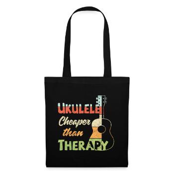 Ukulele! Cheaper than therapy - Stoffbeutel - Schwarz - Vorne