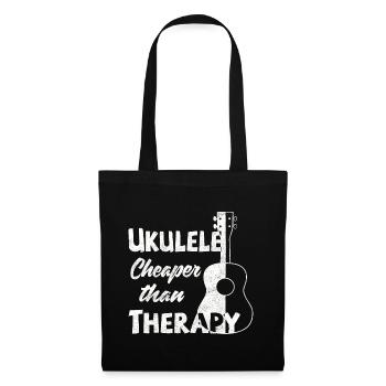 Ukulele! Cheaper than therapy - Stoffbeutel - Schwarz - Vorne