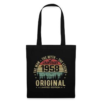 67 Jahre altes Geburtstagsgeschenk, geboren im Januar 1958 - Stoffbeutel - Schwarz - Vorne
