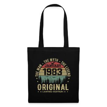 Cadeau D'anniversaire 42 ans, Nées En Janvier 1983 - Sac en tissu - noir - Devant