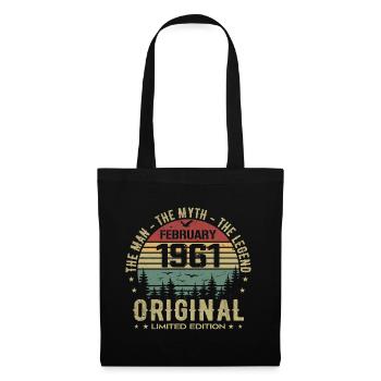 Anniversaire Février 1961 | Vintage Février 1961 - Sac en tissu - noir - Devant
